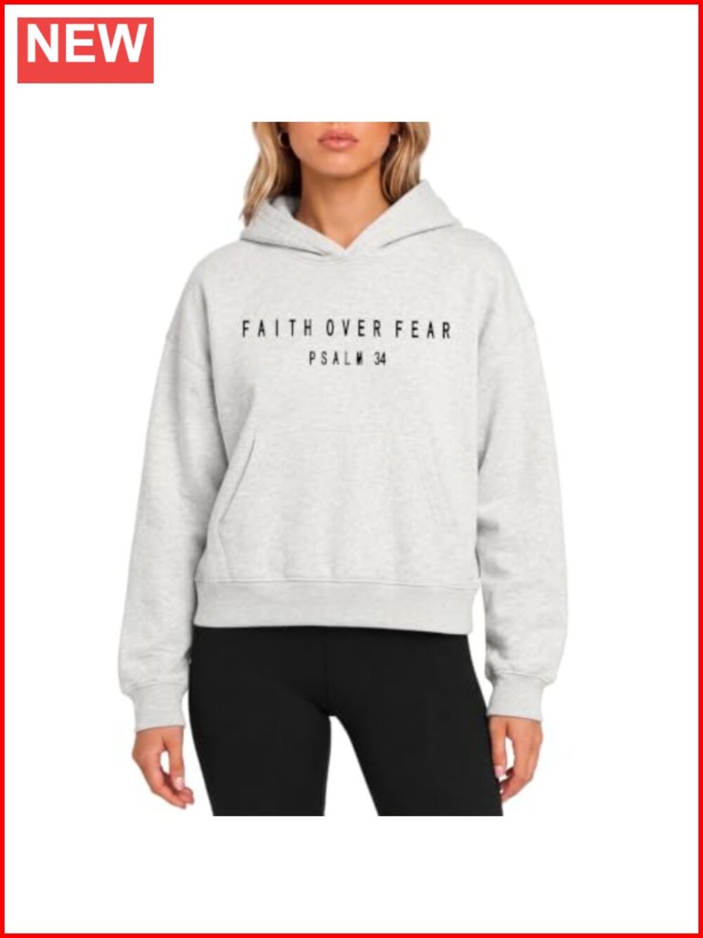 Women's Faith Over Fear Cropped Hoodie Christian Graphic Sweatshirt